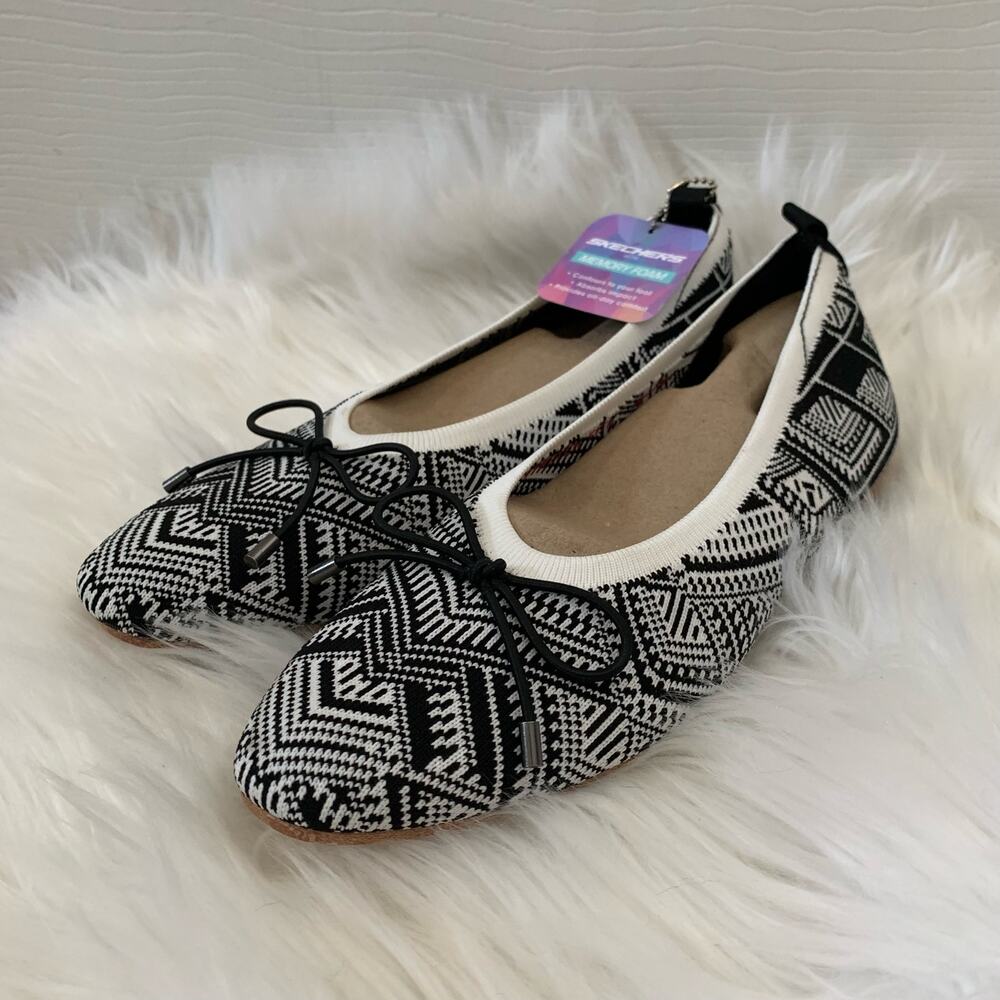 Skechers Cleo knit stretch geometric print flats NWOB Size 8